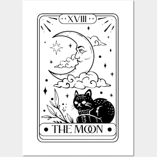 Witchy Cat "The Moon" Tarot Card Posters and Art